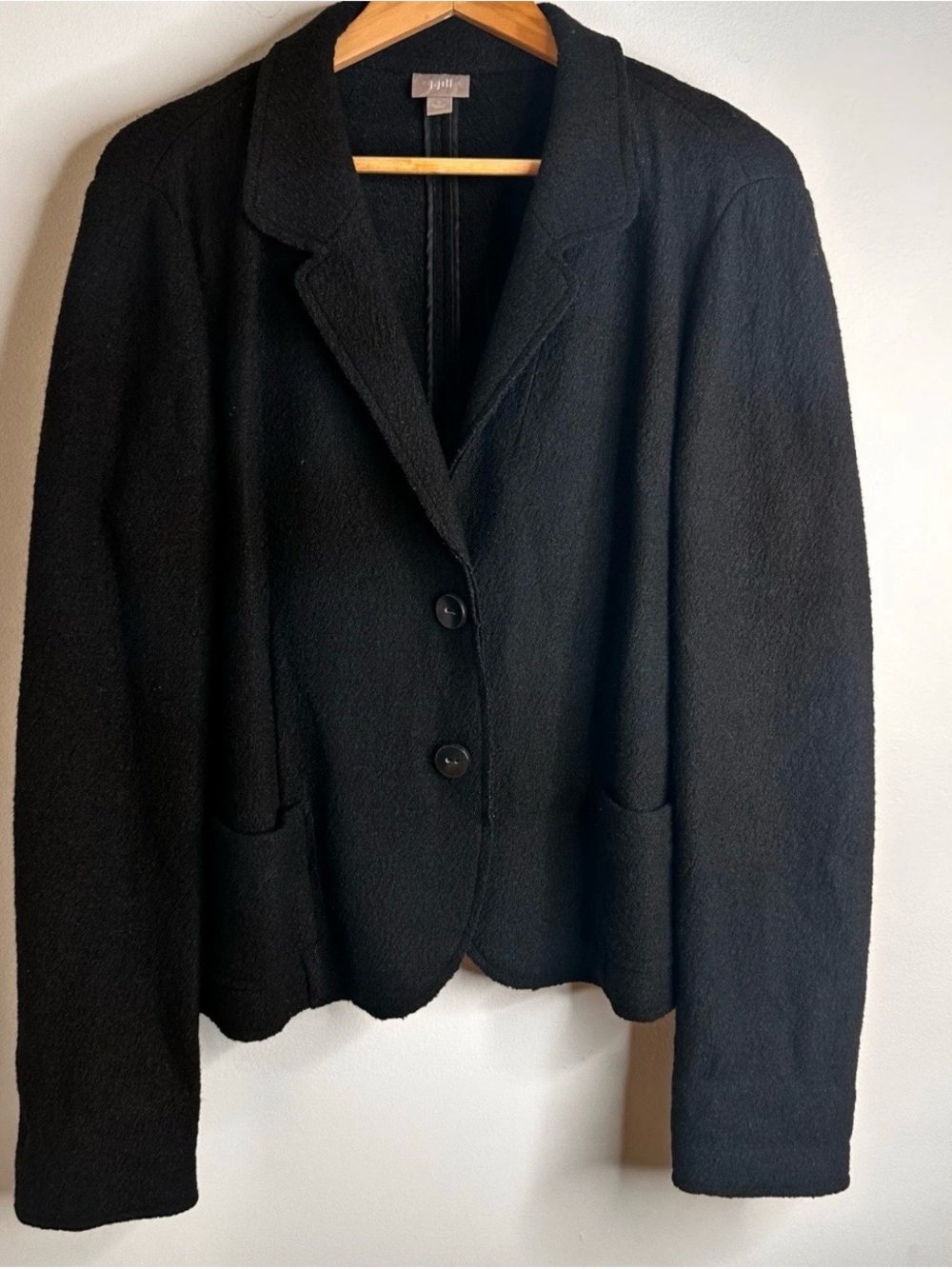 J. Jill Black Women's Two-Button Wool Blend Blazer Size L/XL